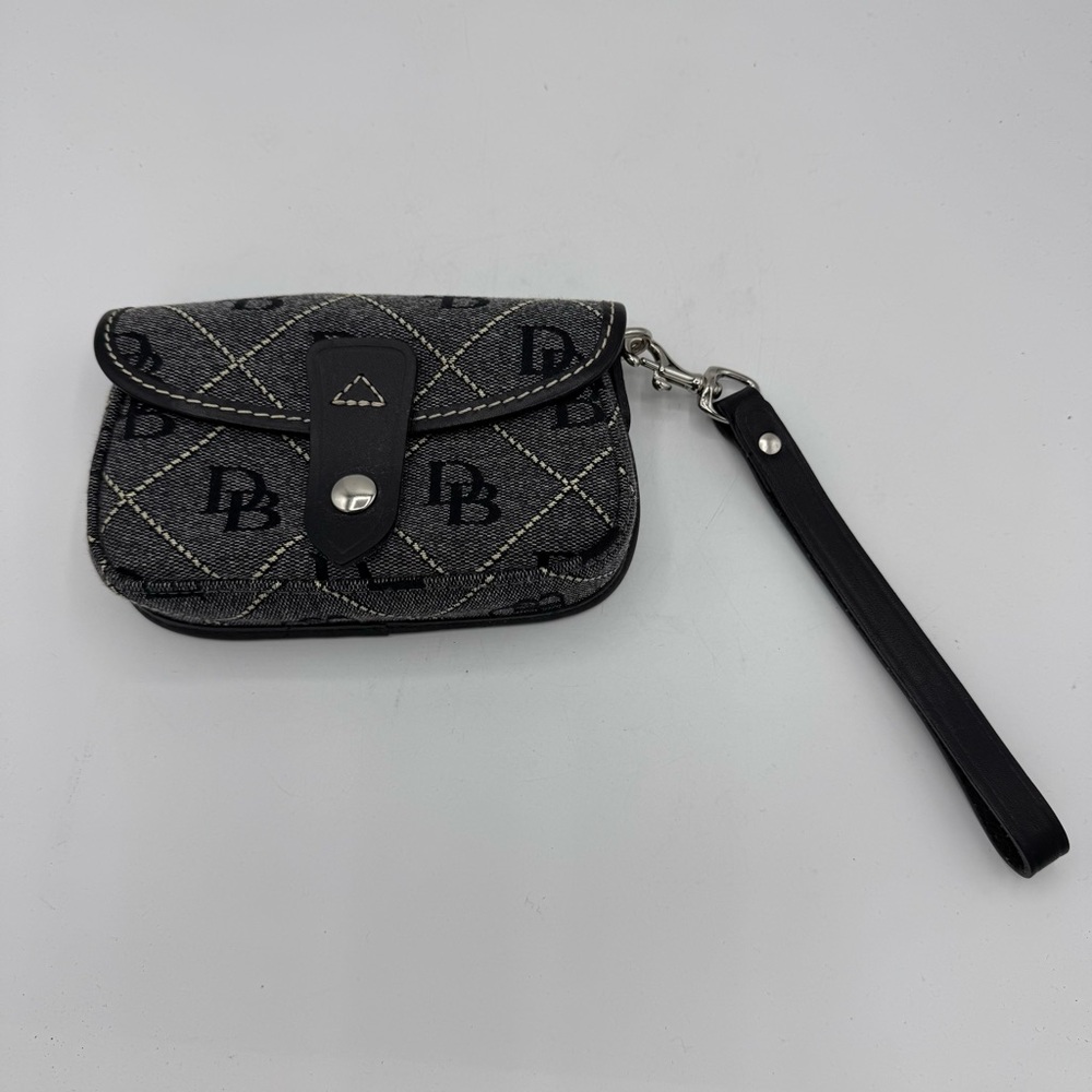 Dooney & Bourke Signature Quilt Flap Wristlet Authentic‎ Vintage Denim pouch y2k